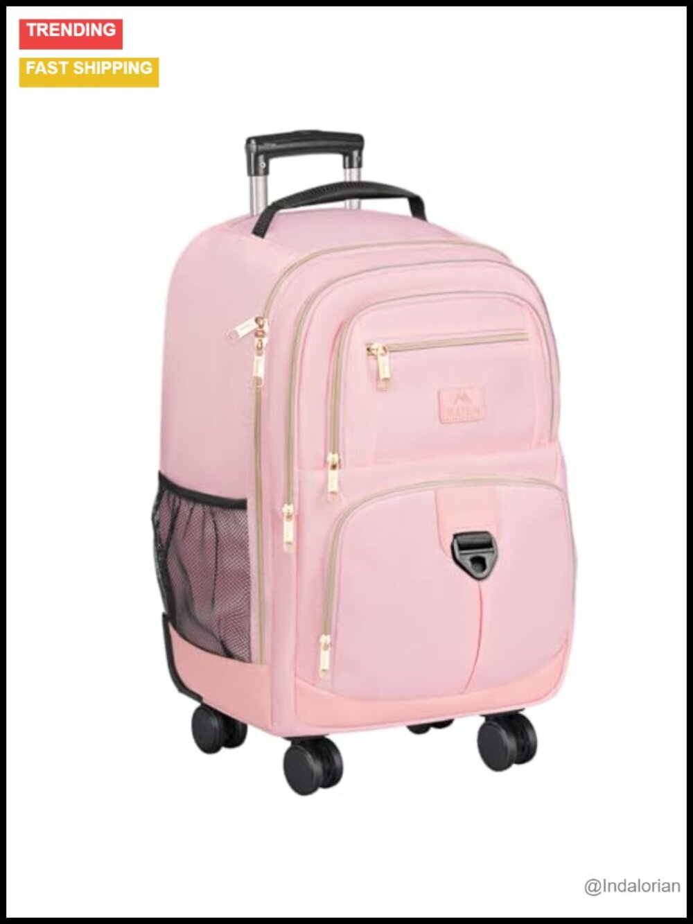 Rolling Backpack with 4 Spinner Wheels - 18 Inch Extra Large Wheeled Carry On